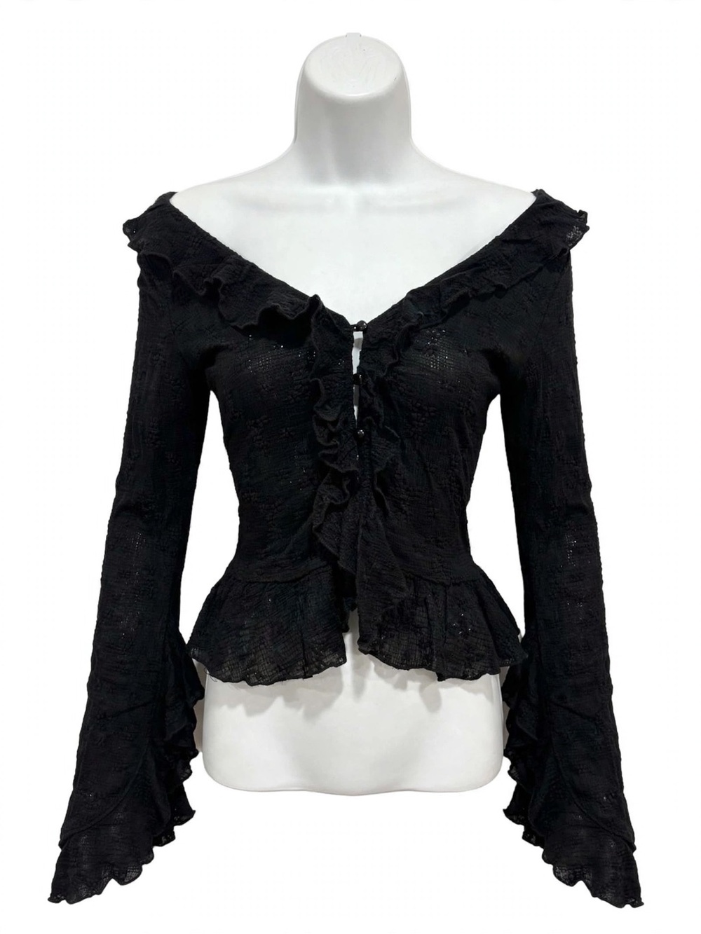 SHEIN Black Off-Shoulder Ruffle Peplum Blouse